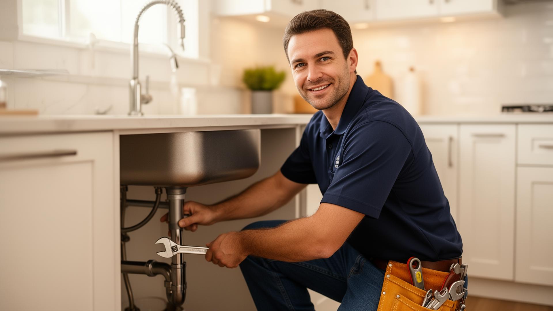 Licensed Legends plumber repairing a kitchen sink in a Denver home