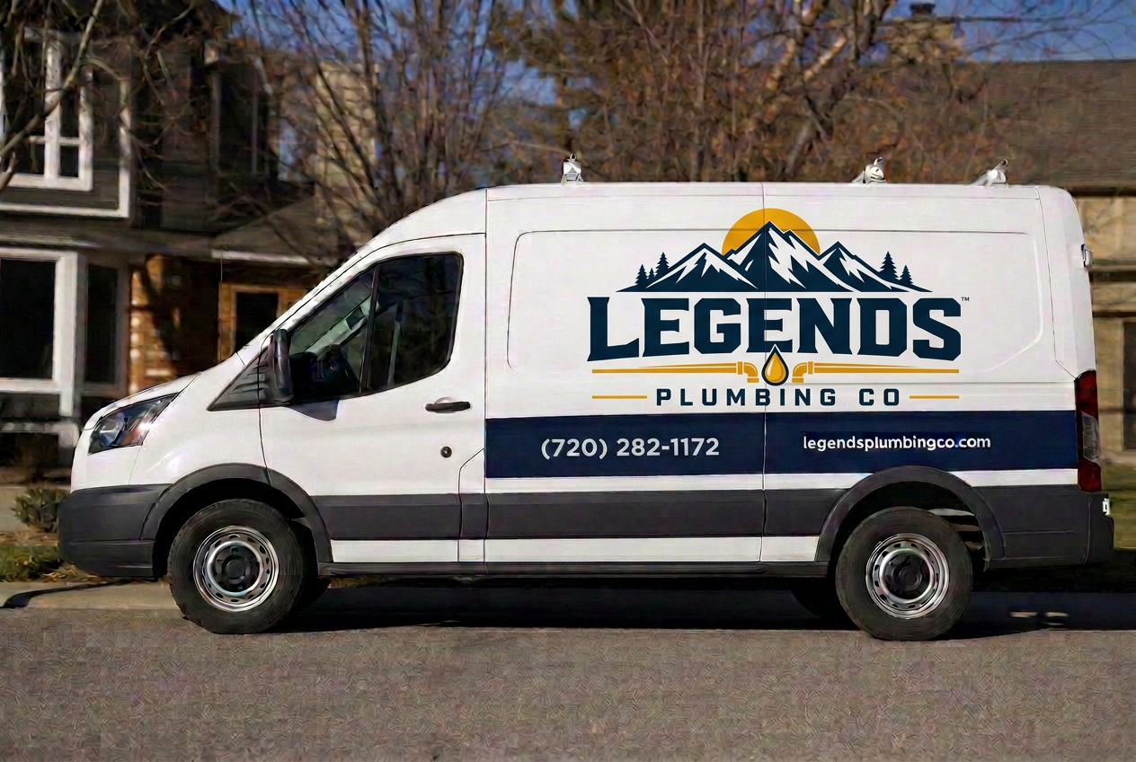 Legends Plumbing service truck in Denver